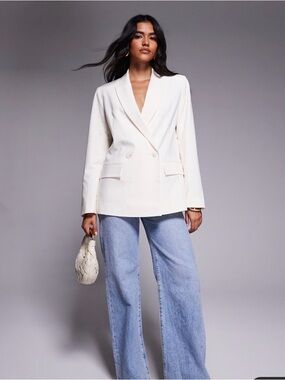 ASOS Cream Double-Breasted Women's Blazer Jacket